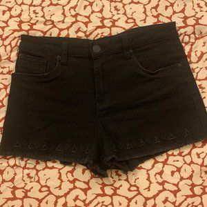 STS Blue Black Denim Shorts with Triangle Shapes
